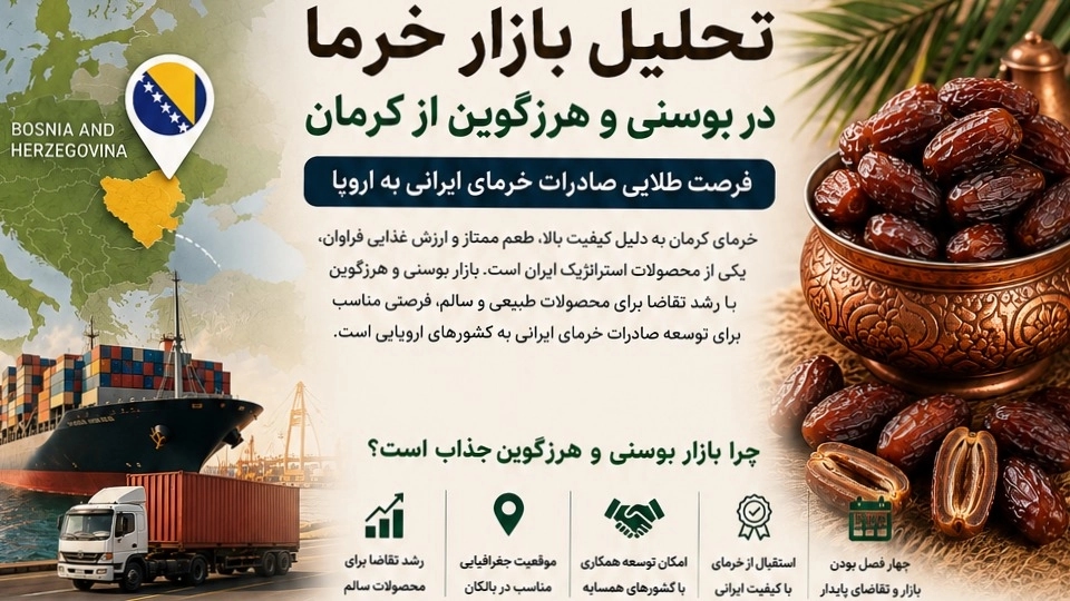 تحلیل بازار خرما در بوسنی و هرزگوین؛ فرصت صادرات از کرمان به اروپا